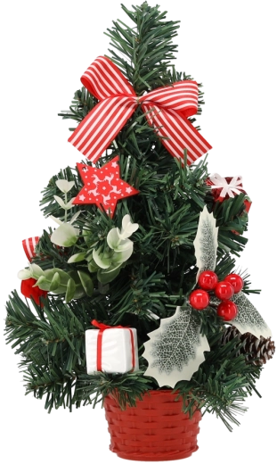 Kunstig julegran 30 cm i rød urtepotte