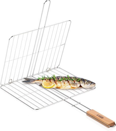 Dobbeltsidet grillrist Vilde 33 × 29 cm med træhåndtag