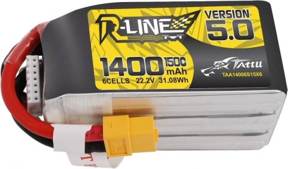 Tattu R-Line version 5.0 LiPo-batteri 1400 mAh 22,2 V 150C 6S XT60