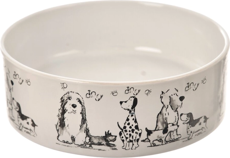 Hvid keramisk skål til hunde 15 × 15 cm
