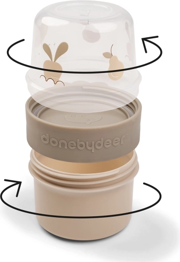 Done by Deer lille todelt snackboks To go 2-way Birdee sandfarvet