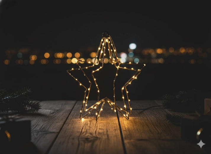 Jule-LED-stjerne 30 cm, varm hvid, batteridrevet