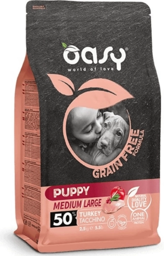 Oasy grain free pro hvalpe af mellemstore og store racer med kalkun 2,5 kg