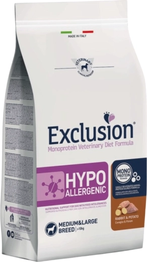 Exclusion Hypoallergenic foder til mellemstore og store hunderacer kanin og kartofler 2 kg