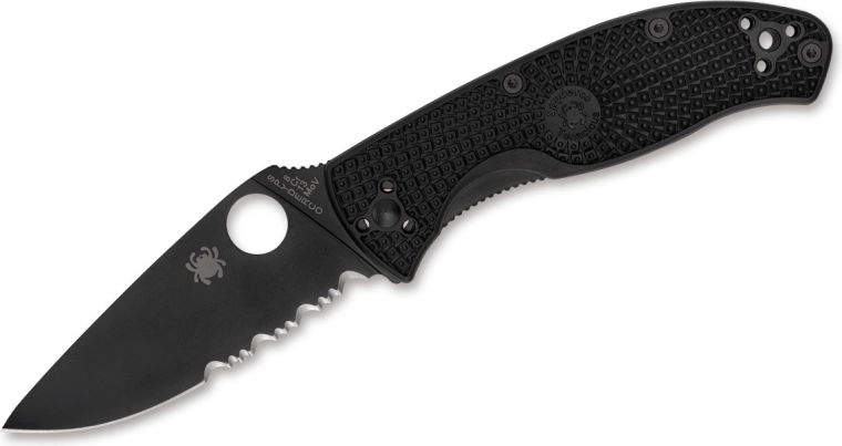 Spyderco Tenacious Lightweight Black foldekniv 8,6 cm, helt sort, FRN