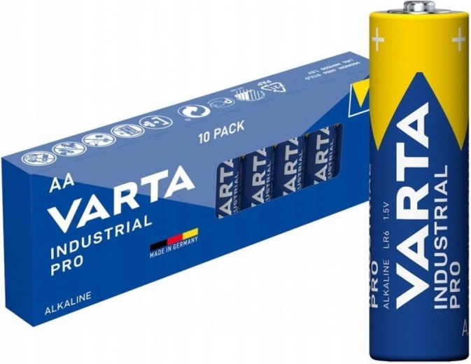 Alkaliske batterier AA Industrial Pro, 10 stk