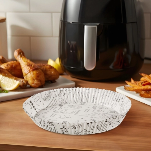 Papirbageforme til airfryer, runde, 20 cm, 50 stk.