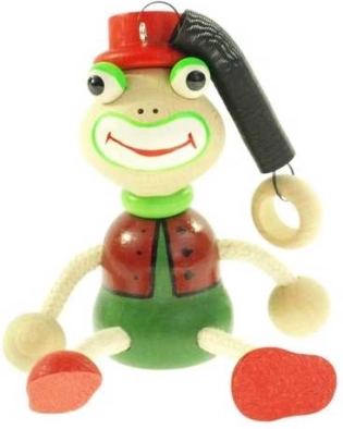 Frø på fjeder – træophængt legetøj