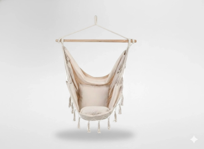 Hængestol i brasiliansk boho-stil 130 × 100 cm, beige