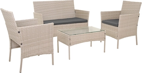 Havesæt i rattan, beige GARDLOV med glas og puder