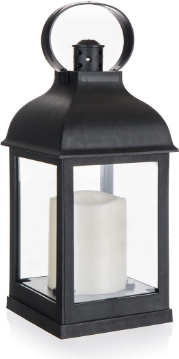 Solcelledrevet LED-lanterne sort 10 × 10 × 22 cm