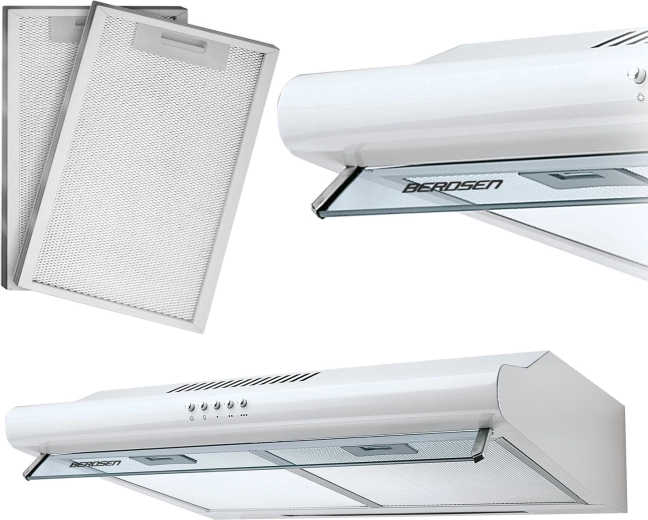 Underbygningsemhætte 60 cm hvid BERDSEN BE-10A