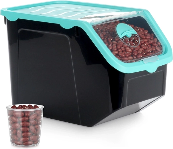 Sort beholder til frugt og grønt med låg 12 l