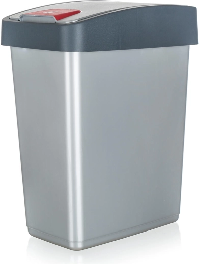 Vippeskraldespand 25 l, rektangulær, plast, sølv/grå