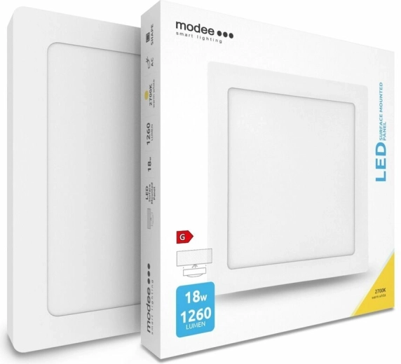 Modee LED-panel firkantet 18 W, 1260 lm, 225 × 225 mm, varmt hvidt