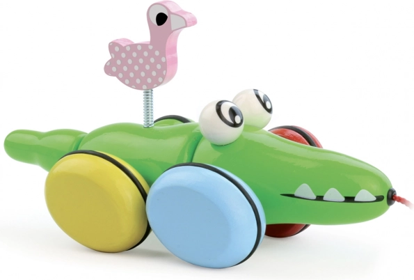 Træk-krokodille med flamingo VILAC