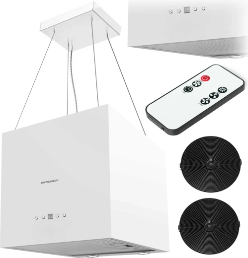 Køkkenø-emhætte 40 cm Berdsen med LED-belysning og 2 kulfiltre