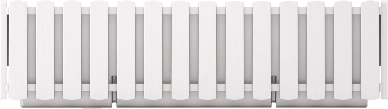 Hængende plastblomsterkasse med beslag og vandingssystem 58 cm – hvid