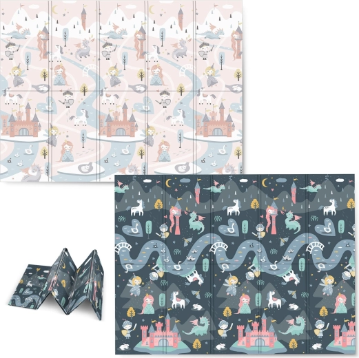 Sammenklappelig skummåtte NUKIDO 200 × 150 × 1 cm, vendbar eventyrmotiv