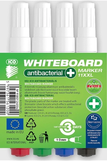 Antibakterielle whiteboardtuscher ICO, sæt med 4 farver