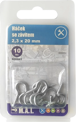 Krog med gevind, zink 40 × 2,8 mm, pakke med 10 stk.