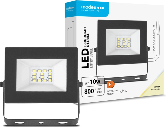 LED-projektør Modee E‑Series Slim 10 W, 800 lm, 120°, neutralhvid 4000 K