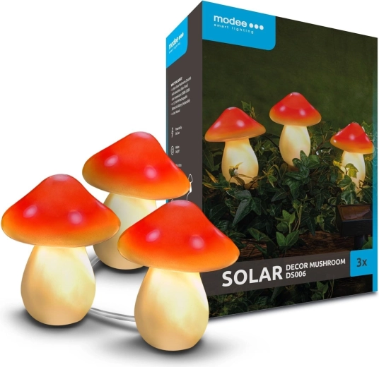 Modee dekorative solcelle-LED-lamper i svampeform, 3 stk.