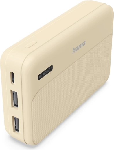 Hama powerbank Power Pack Pocket 10 10000 mAh, 2× USB-A, sandfarvet