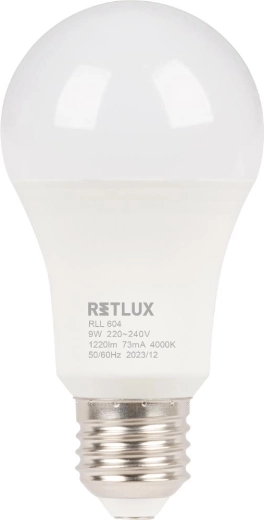 LED-pære RETLUX A60 E27 9 W kold hvid