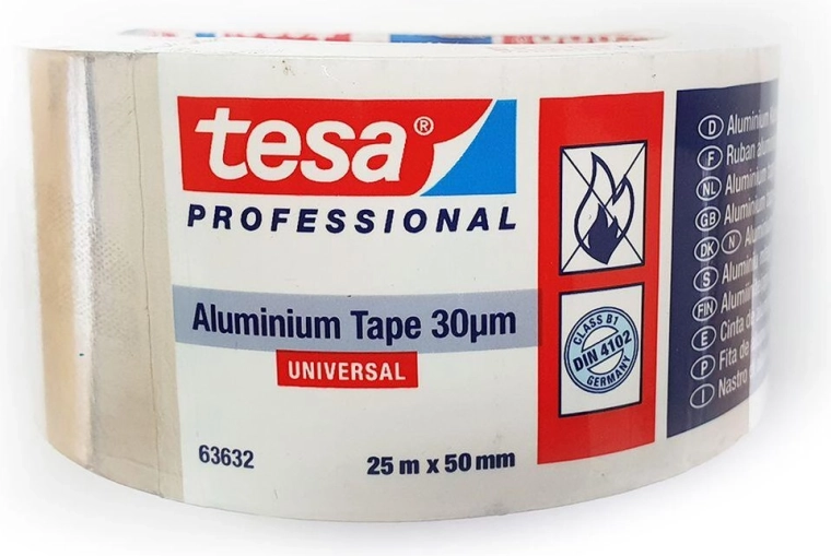 TESA aluminiums-tape 50 mm × 25 m, sølvfarvet