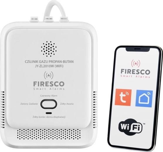 Firesco Wi‑Fi gasdetektor til LPG (propan og propan‑butan) Tuya/Smart Life
