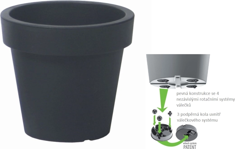 Lofly urtepotte antracit 58,2 cm med hjul