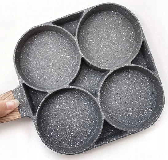 Pande til æg og pandekager til induktion og gas med 4 sektioner og nonstick-belægning