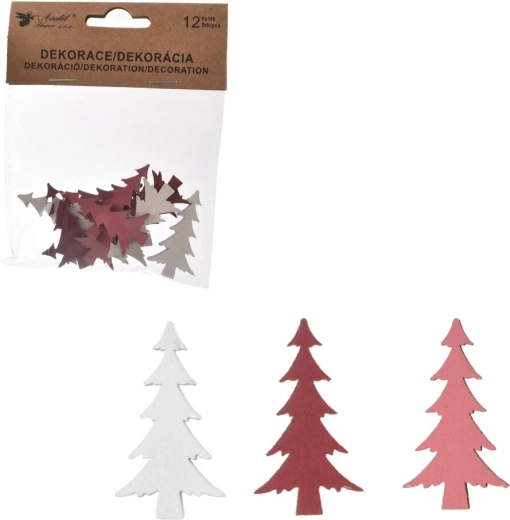 Træjuletræ rosa-hvid 4 cm (12 stk.)