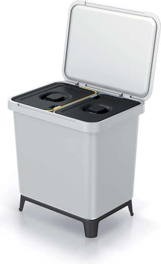 Affaldsspand med to rum 2×10 l, askefarvet