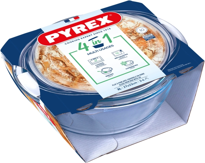 Rund ildfast skål med låg 3 l PYREX glas