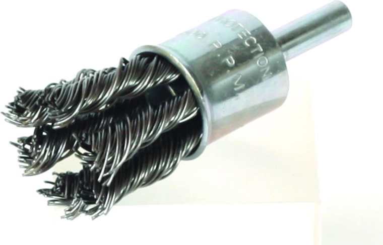 Endebørste 19 mm med ståltråd 0,5 mm på skaft FESTA