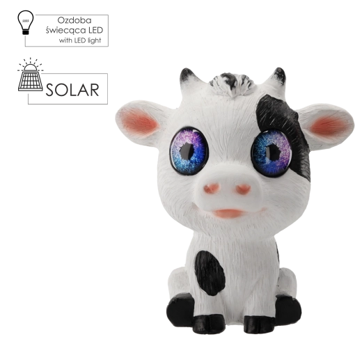 Havefigur ko med solcelledrevet LED-belysning 25 × 17,5 × 27,5 cm