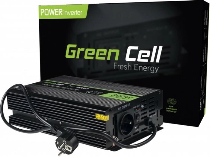 Spændingsomformer med UPS 300 W GREEN CELL INV07