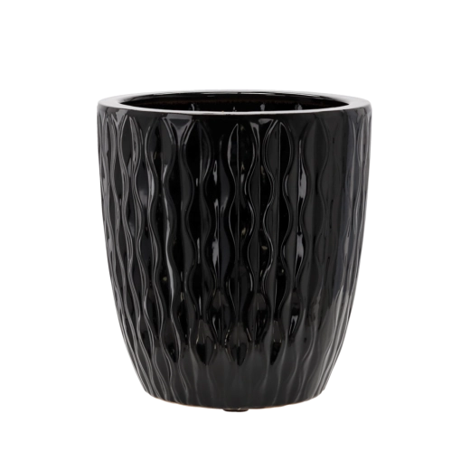Keramisk skjuler til potte 32 × 32 × 35,5 cm, sort højglans