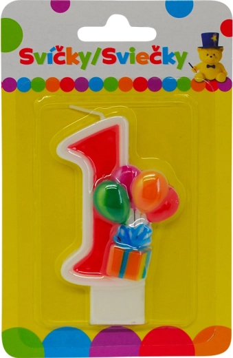 Fødselsdagslys med balloner – tallet 1
