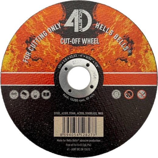 Skæreskive til stål og rustfrit stål 150 × 2,5 × 22,2 mm HELLS BELLS