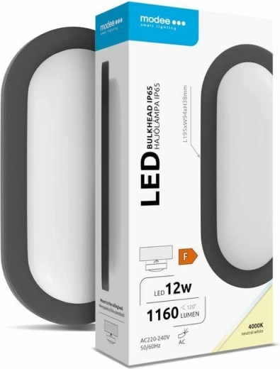 Modee LED ovalt væg-/loftarmatur 12 W 4000 K 1160 lm, sort