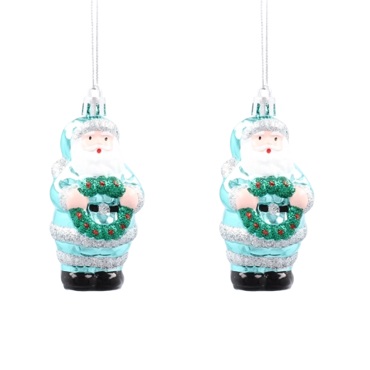 Sæt med julepynt: Sankt Nikolaus med krans, 2 stk.