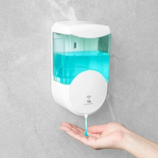 Automatisk vægmonteret sæbedispenser 600 ml, batteridrevet, hvid