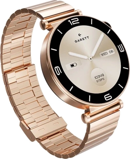 Smartwatch Garett Rose rosaguld med stållænke