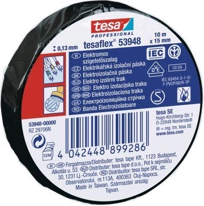 Elektroisolerende tape TESA 15 mm × 10 m, sort