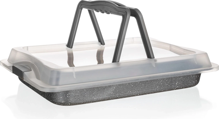 Banquet Granite-bageplade med plastlåg 42 × 29 × 4,5 cm