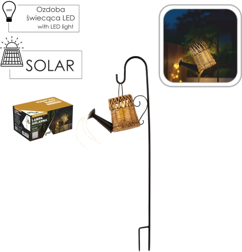 Solcelle-have lampe vandkande i rattan, 33 LED, varmt hvidt lys, 110 cm