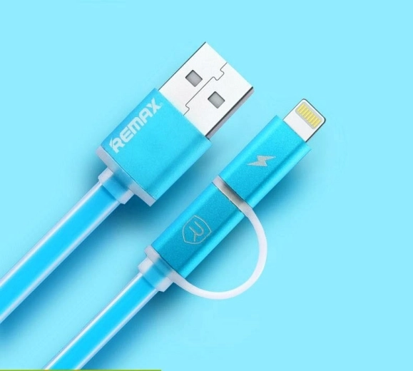 Remax Aurora 2-i-1 USB-kabel 1 m blå